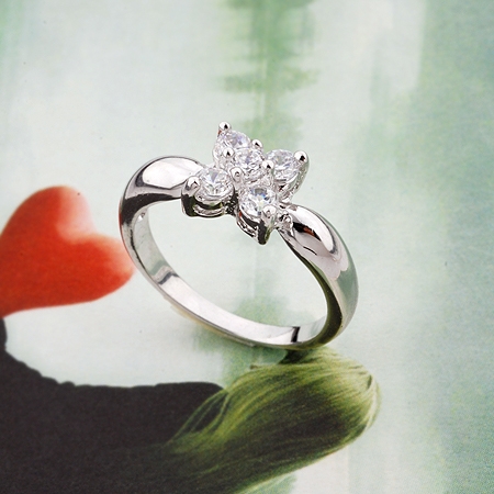18K Vitguld Guldfyllda gulddoublé Filled CZ Ring - 4