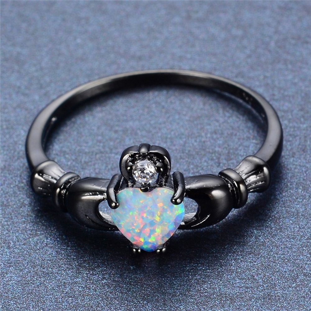 18K SVART Guldfyllda guld Filled gulddoublé Ring regnbåge Opal - 3