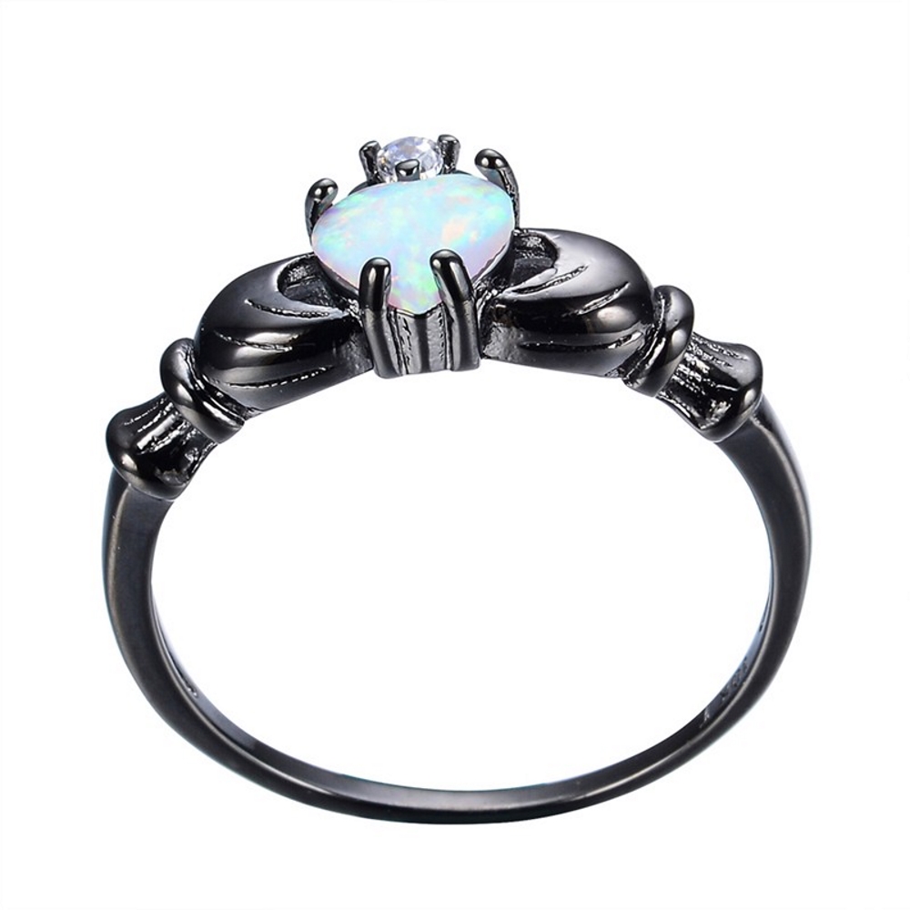 18K SVART Guldfyllda guld Filled gulddoublé Ring regnbåge Opal - 2