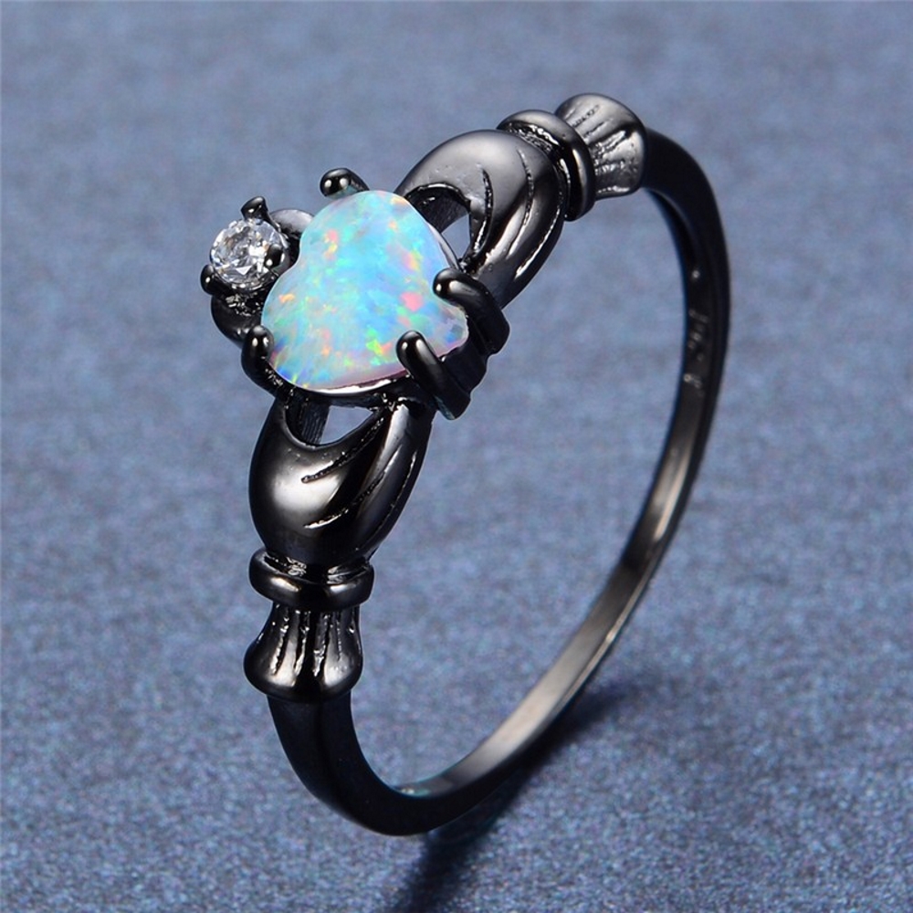 18K SVART Guldfyllda guld Filled gulddoublé Ring regnbåge Opal - 4