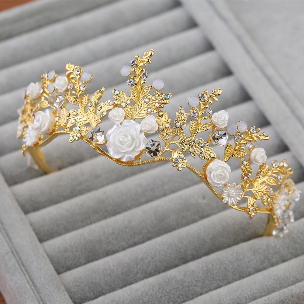 Crystal wedding hair crownl hair accessories handmade GOLD