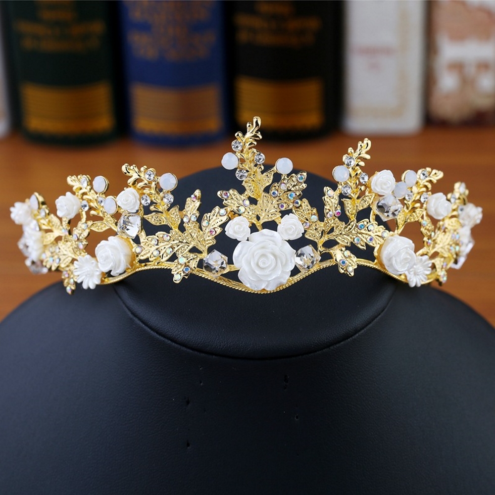 Crystal wedding hair crownl hair accessories handmade GOLD - 2