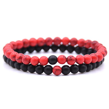 2 st / set naturliga stenar armband 