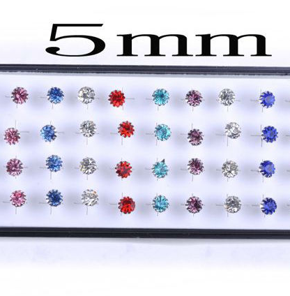 925 silver earrings CZ 5mm
