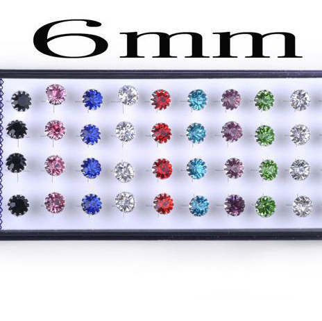 silver earrings CZ 6mm - 2