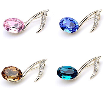 Brooch Crystal  Musical Note