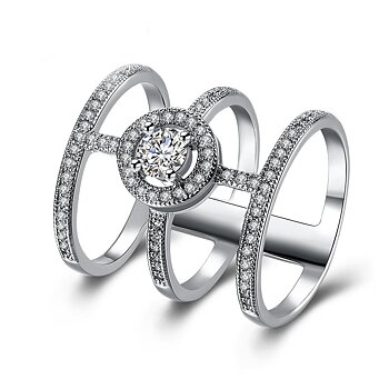 18K VIT Guldfyllda Guld Filled gulddoublé Ring CZ