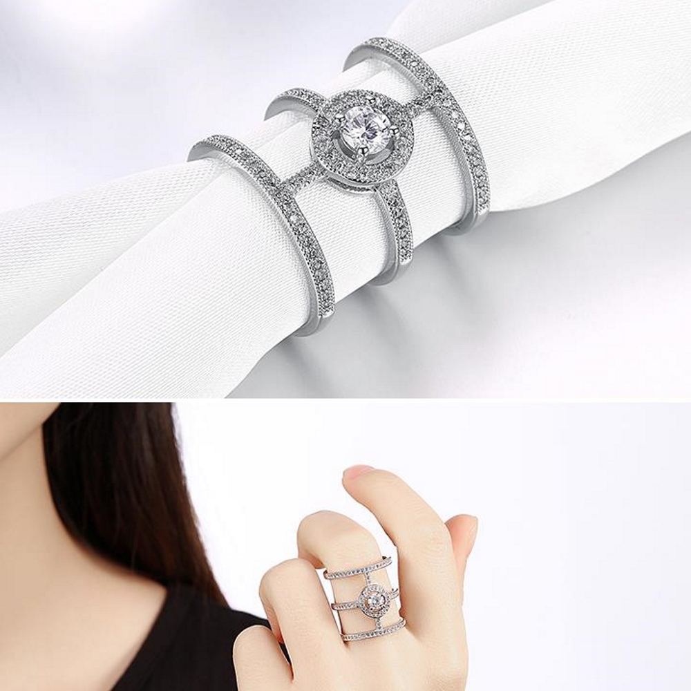 18K VIT Guldfyllda Guld Filled gulddoublé Ring CZ - 3