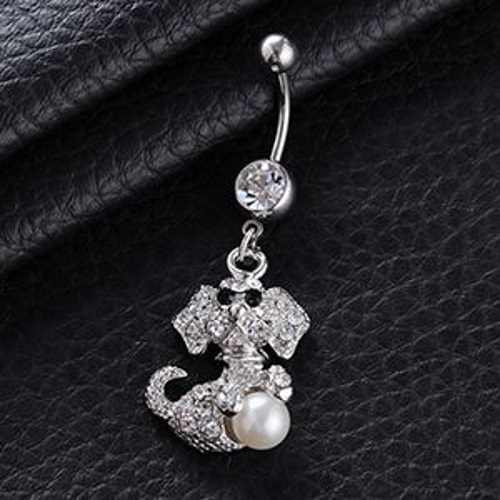 Navel Piercing Dog with Pearl