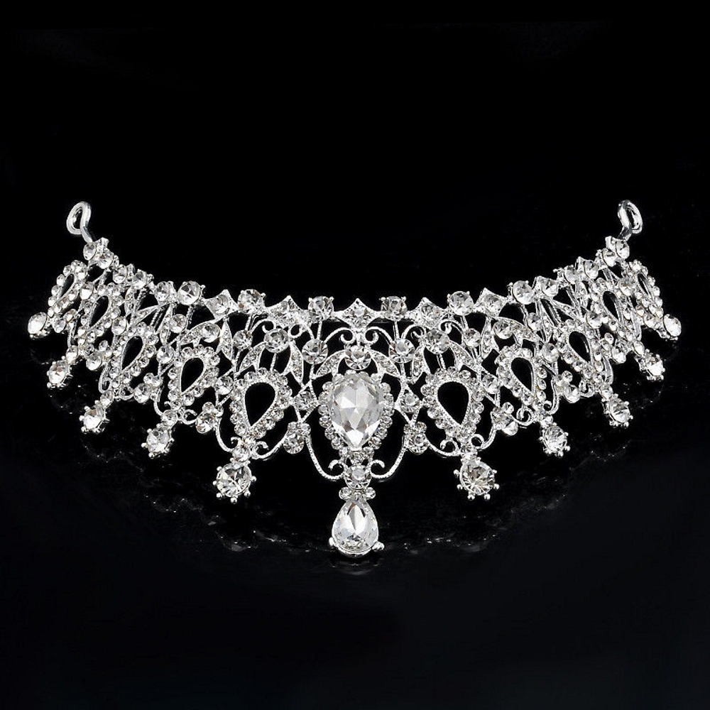Kristall bröllop hår krona tiara  - 3