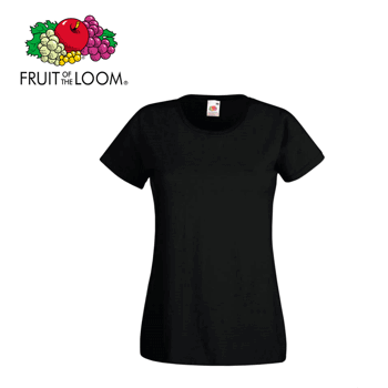 T-Shirt Fruit Of The Loom, musta, naisten