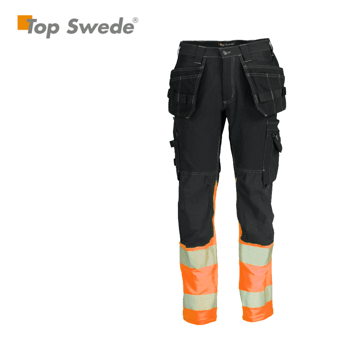 Työhousut Topswede Stretch luokka 1 Musta /  Oranssi