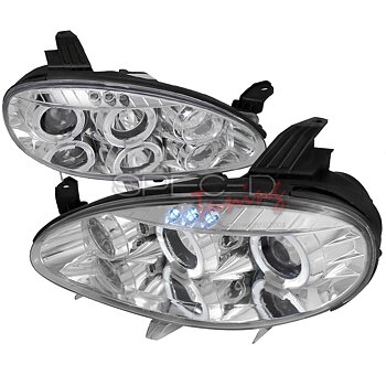 MAZDA MX5 01-05 HALO STYLE PROJECTOR HEADLIGHTS CHROME + LED