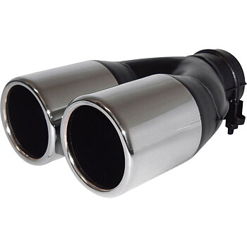 UNIVERSAL SIX PERFORMANCE CHROME EXHAUST TIP DOUBLE ROUND 220MMX2X75MM