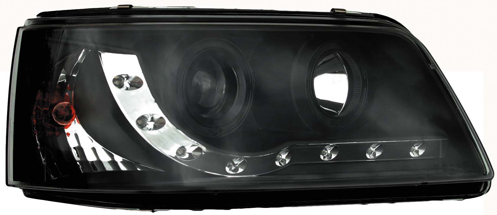 VW T5 03+ R8 STYLE LED HEADLIGHTS BLACK V1