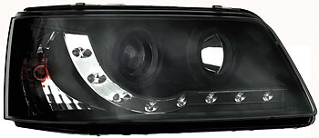 VW T5 03+ R8 STYLE LED HEADLIGHTS BLACK V1