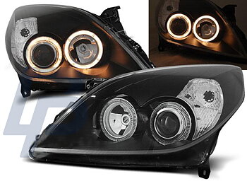 STRÅLKASTARE OPEL VECTRA C 09.05-08 ANGEL EYES SVARTA