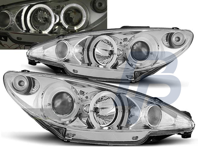 HEADLIGHTS PEUGEOT 206 02- ANGEL EYES CHROME - 2
