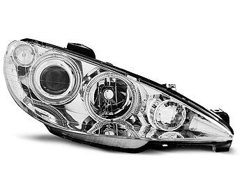 HEADLIGHTS PEUGEOT 206 02-ANGEL EYES CHROME