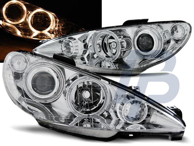 HEADLIGHTS PEUGEOT 206 02-ANGEL EYES CHROME - 2