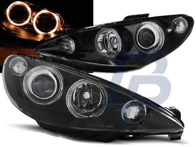 HEADLIGHTS PEUGEOT 206 02-ANGEL EYES BLACK - 2