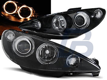 HEADLIGHTS PEUGEOT 206 02-ANGEL EYES BLACK