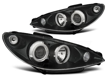 HEADLIGHTS PEUGEOT 206 02- ANGEL EYES BLACK CCFL