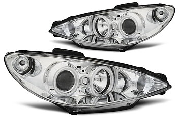 HEADLIGHTS PEUGEOT 206 02- ANGEL EYES CHROME CCFL