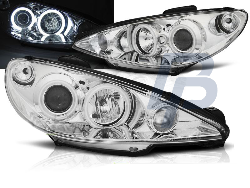 HEADLIGHTS PEUGEOT 206 02- ANGEL EYES CHROME CCFL - 5