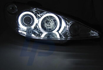 HEADLIGHTS PEUGEOT 206 02- ANGEL EYES CHROME CCFL