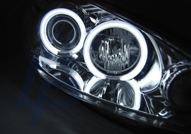 HEADLIGHTS PEUGEOT 206 02- ANGEL EYES CHROME CCFL - 3