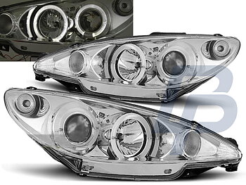 HEADLIGHTS PEUGEOT 206 10.98-02 206 ANGEL EYES CHROME