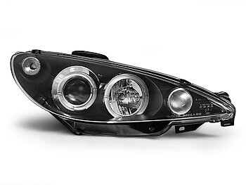 HEADLIGHTS PEUGEOT 206 10.98-02 ANGEL EYES BLACK