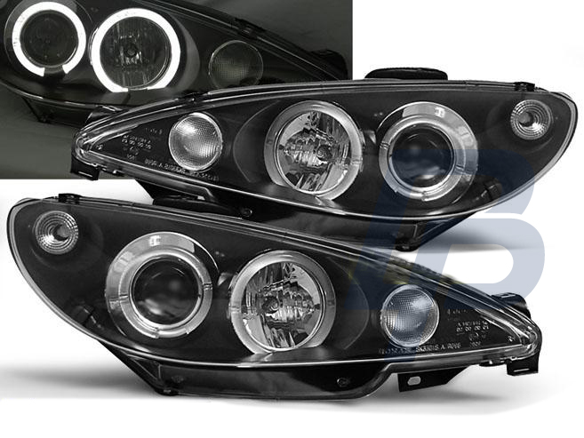 HEADLIGHTS PEUGEOT 206 10.98-02 ANGEL EYES BLACK - 2