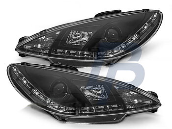 HEADLIGHTS PEUGEOT 206 10.98-02 DAYLIGHT BLACK