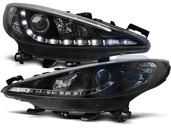 HEADLIGHTS PEUGEOT 207 05.06-06.09 DAYLIGHT BLACK
