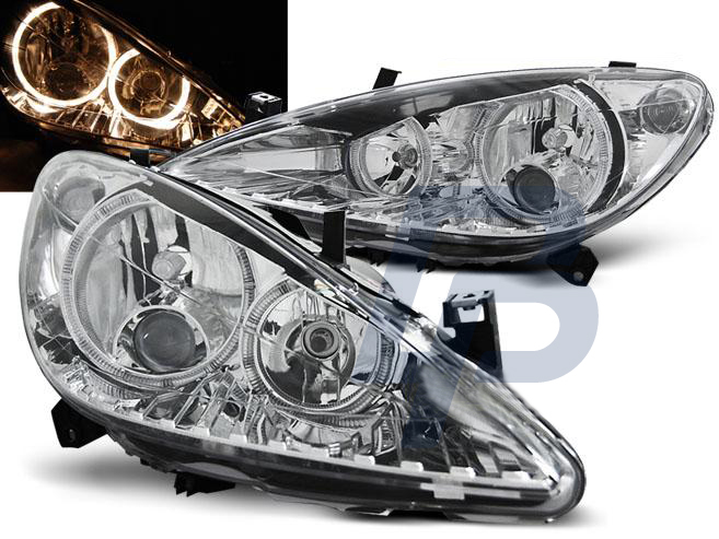 HEADLIGHTS PEUGEOT 307 04.01-06.05 ANGEL EYES CHROME - 2