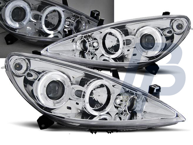 HEADLIGHTS PEUGEOT 307 04.01-06.05 ANGEL EYES CHROME - 2