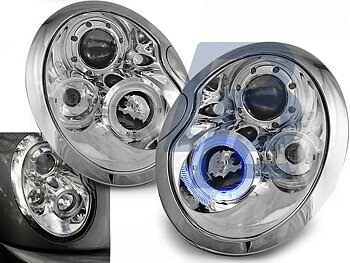 STRÅLKASTARE ANGEL EYES KROM TILL BMW MINI (COOPER) 2001-2004