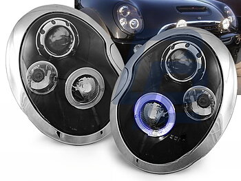 STRÅLKASTARE ANGEL EYES SVART TILL BMW MINI (COOPER) 2001-2004