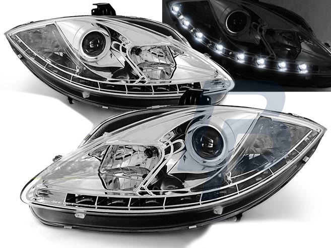HEADLIGHTS SEAT LEON ALTEA 09-13 TRU DRL CHROME - 3