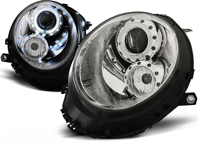 STRÅLKASTARE ANGEL EYES KROM TILL BMW MINI (COOPER) 2006-2014