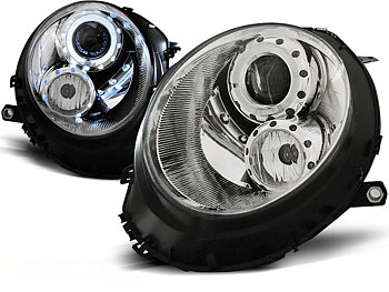 STRÅLKASTARE ANGEL EYES KROM TILL BMW MINI (COOPER) 2006-2014