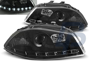 HEADLIGHTS SEAT IBIZA 6L 04.02-08 DAYLIGHT BLACK