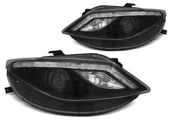 HEADLIGHTS SEAT IBIZA 6J 06.08-12 DAYLIGHT LED INDICATOR BLACK