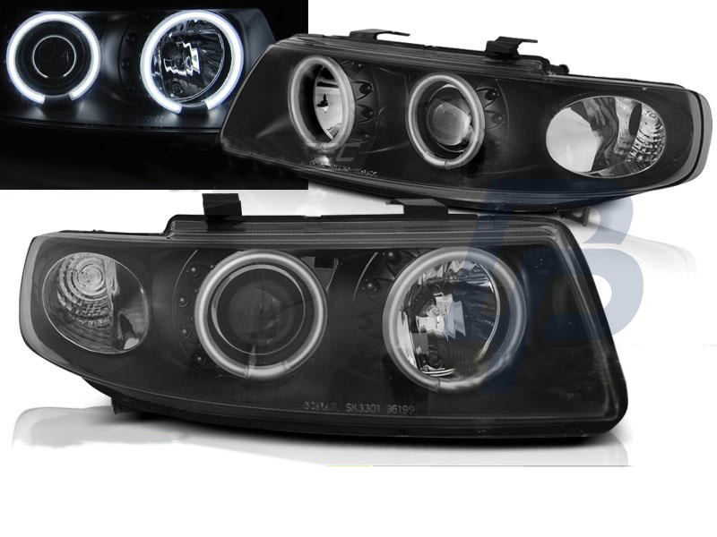 HEADLIGHTS SEAT LEON / TOLEDO 04.99-08.04 ANGEL EYESCCFL BLACK - 4