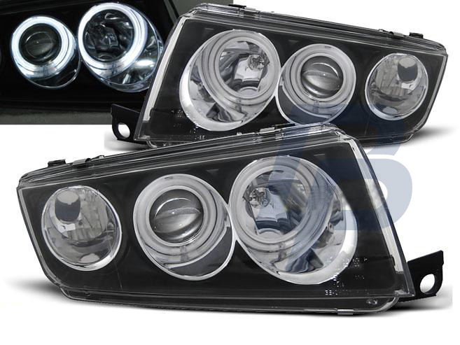 HEADLIGHTS SKODA FABIA I 12.99-08 ANGEL EYES BLACK
