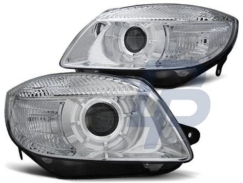 HEADLIGHTS SKODA FABIA 07-03.10, ROOMSTER 06-03.10 SOCZEWKA CHROME