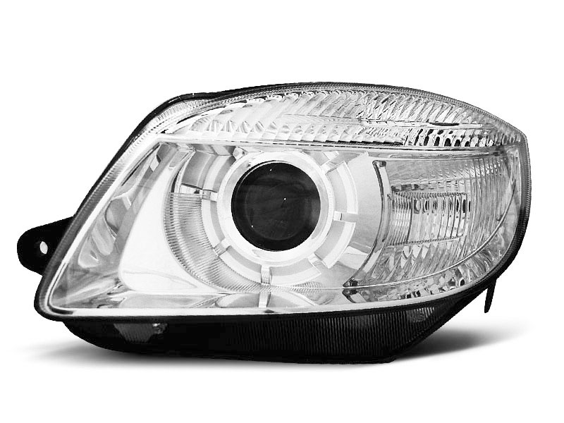 HEADLIGHTS SKODA FABIA 07-03.10, ROOMSTER 06-03.10 SOCZEWKA CHROME
