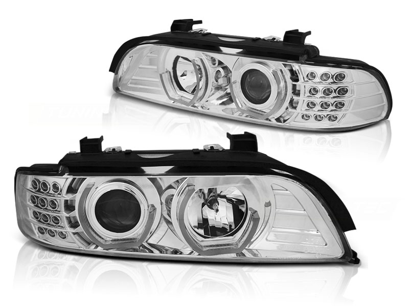 STRÅLKASTARE ANGEL EYES 3D KROM TILL BMW E39 1995-2003